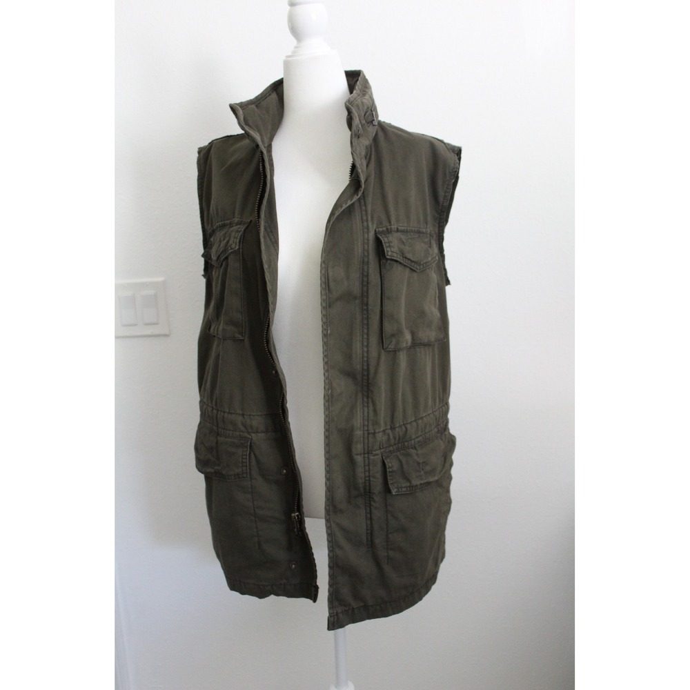 GAP Olive Green Utility Field Vest‎ with Roll Hood and Cargo Pockets Size Small
